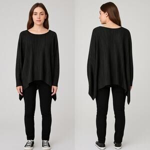 Converse One Star Black Ribbed Knit Poncho Sweater Women’s S Asymmetrical Hem